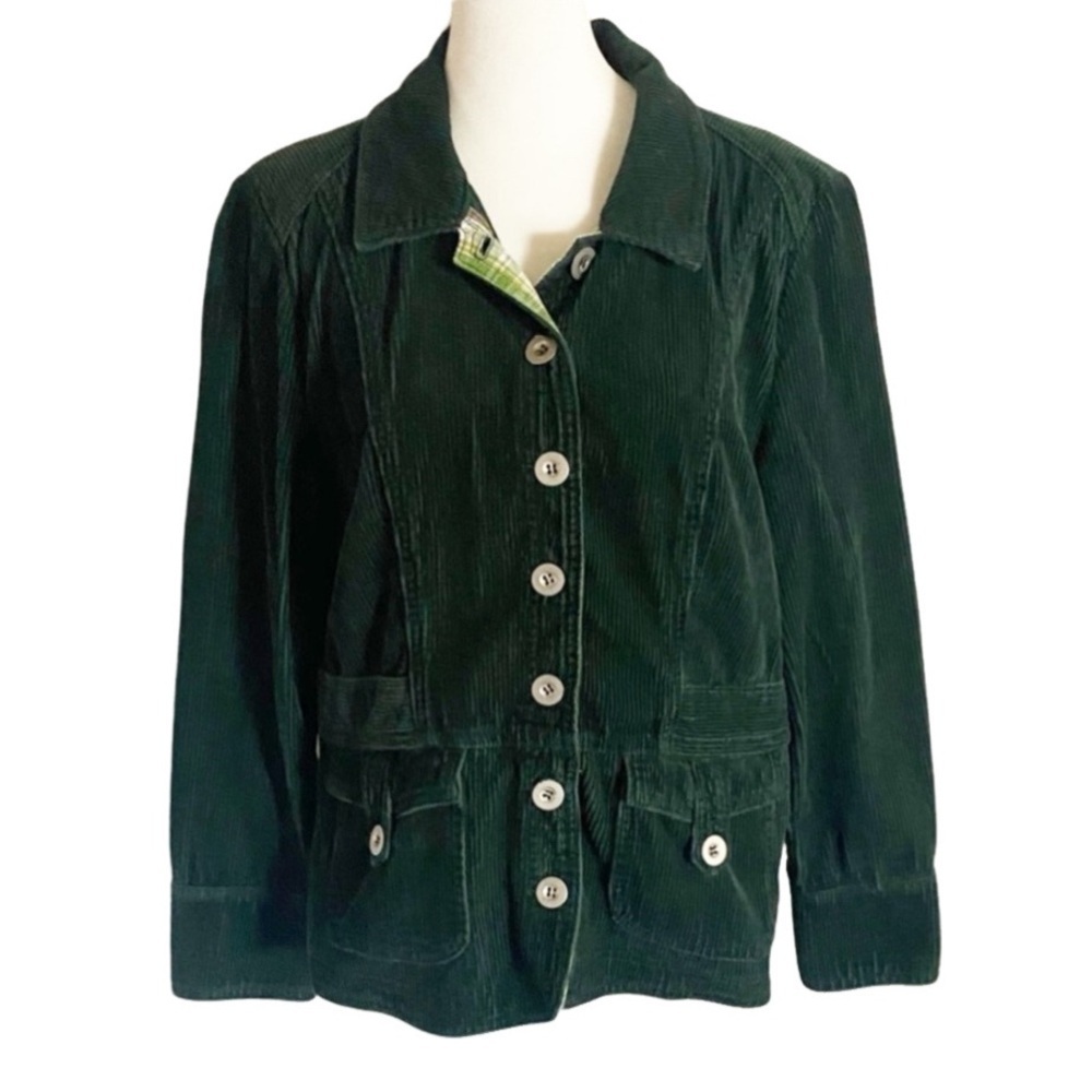 Christopher & Banks Dark Green Corduroy Barn Jacket. Button Up. Size M.